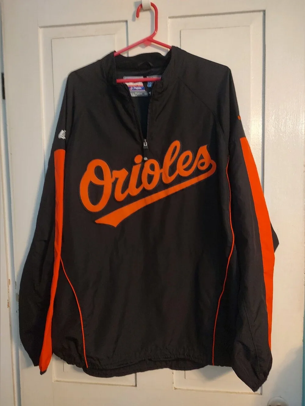 Majestic Baltimore Orioles MLB Pullover Windbreaker Jacket Black/Orange Adult XL